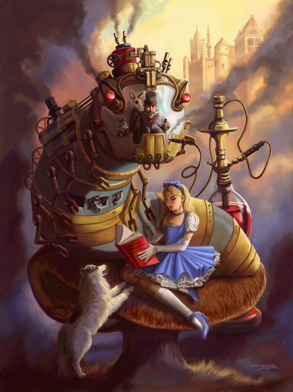 13x17 Signed Steampunk Alice in Wonderland Print by steampunkfantasyart steampunk buy now online