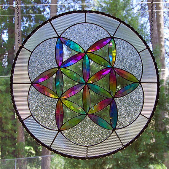 Items similar to Dichroic Stained Glass Panel disc 