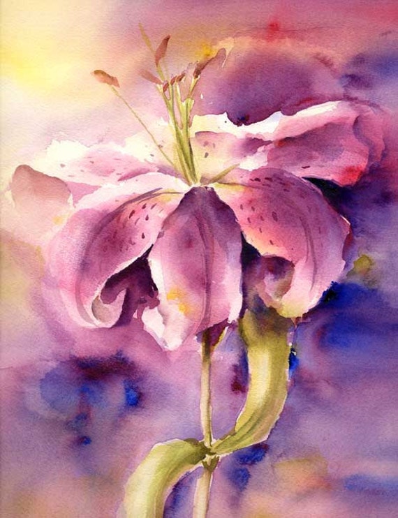 Stargazer Lily Watercolor Print Fine Art Giclee 