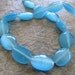 Turquoise Blue Cats Eye Glass Beads, 14x10mm Flat Oval, 7" Strand