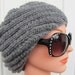 Hand Knit Swirl Hat, Slouchy Hat in True Gray, Gray Hat for Women and Teen Girls, Light Gray Soft Swirl Slouchy Cap Hat