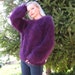 Very fuzzy hand knitted mohair sweater, purple unisex pullover