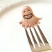 Kawaii octopus plush brooch / Pale pink and brown smiling octopy pin / Cute handmade animal brooches