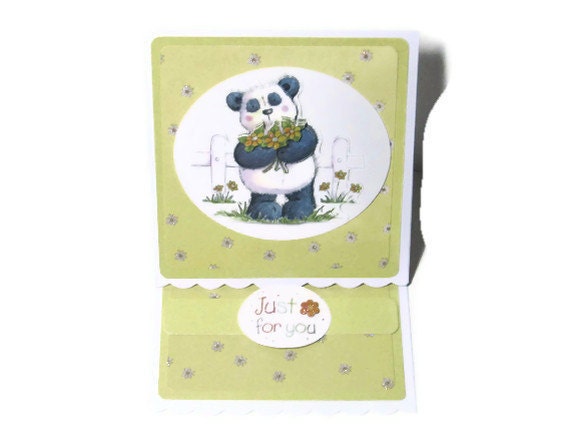 Panda Easel Card Yellow by CShellCards on Etsy