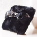 SALE - Inventory Reduction SATIN Brocade Powder Puff (Black and Silver Cherry Blossom)