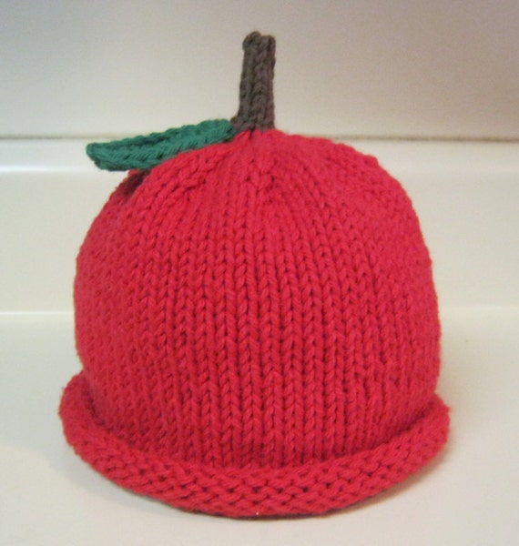 Hand Knitted Red Apple Hat