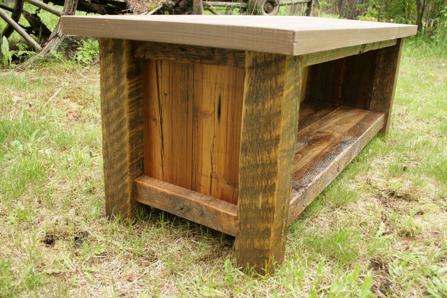 Rustic Reclaimed Barnwood Entry Bench By EchoPeakDesign On