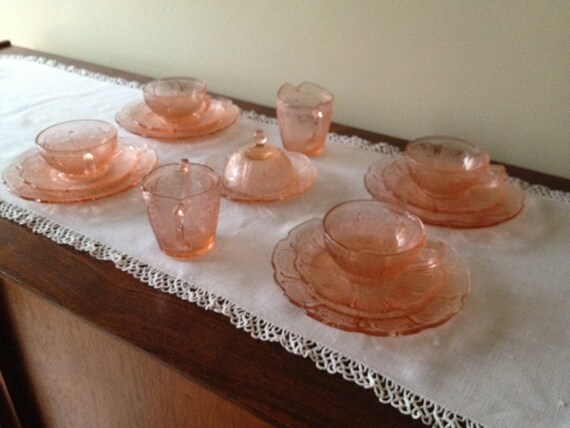 depression glass childs tea set