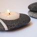 home decor - hand engraved beach stone candle holder - zen style