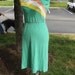 70 s halter style terrycloth dress mint base with tricolor stripe