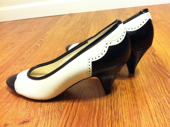 black and white wing tip heels