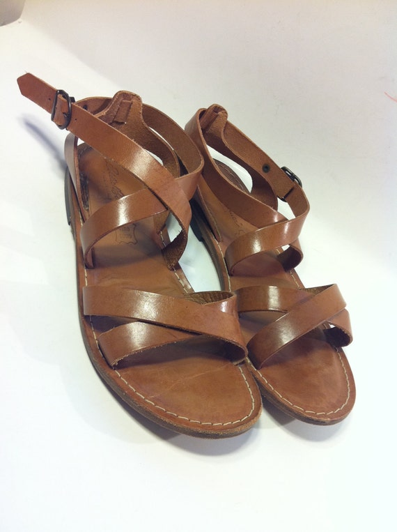 Chestnut Leather Sandals 7 Boho Hippie by MelissaJoyVintage
