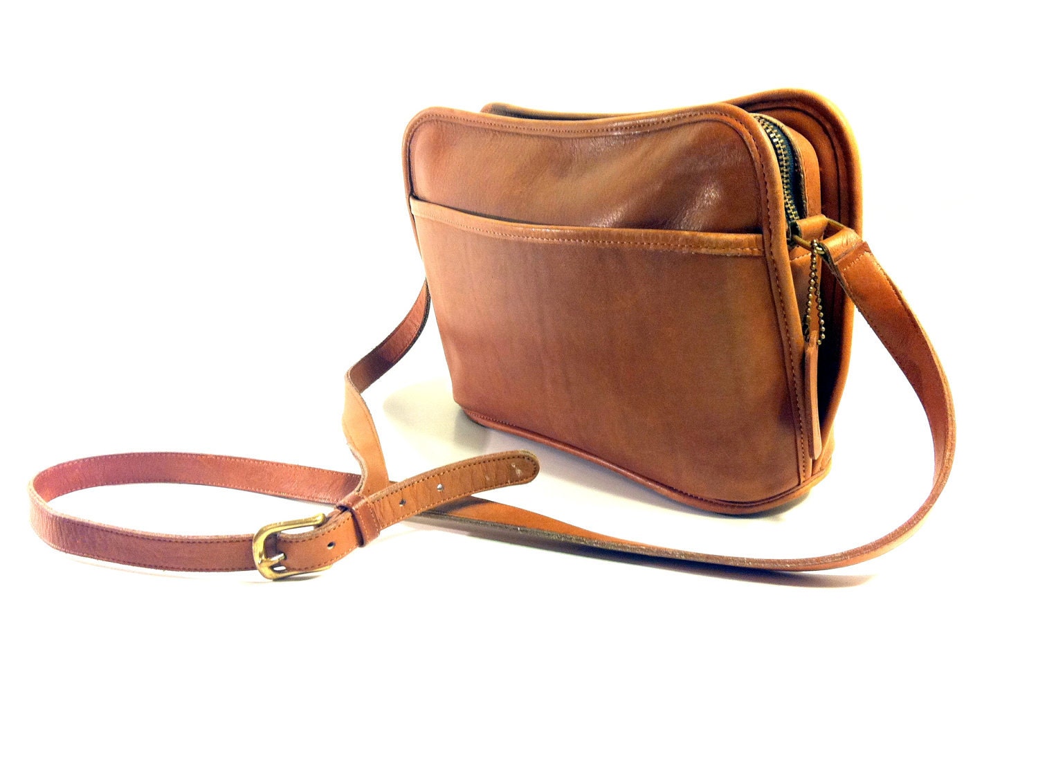 Vintage Leather COACH Crossbody Saddle Bag Acorn Coach