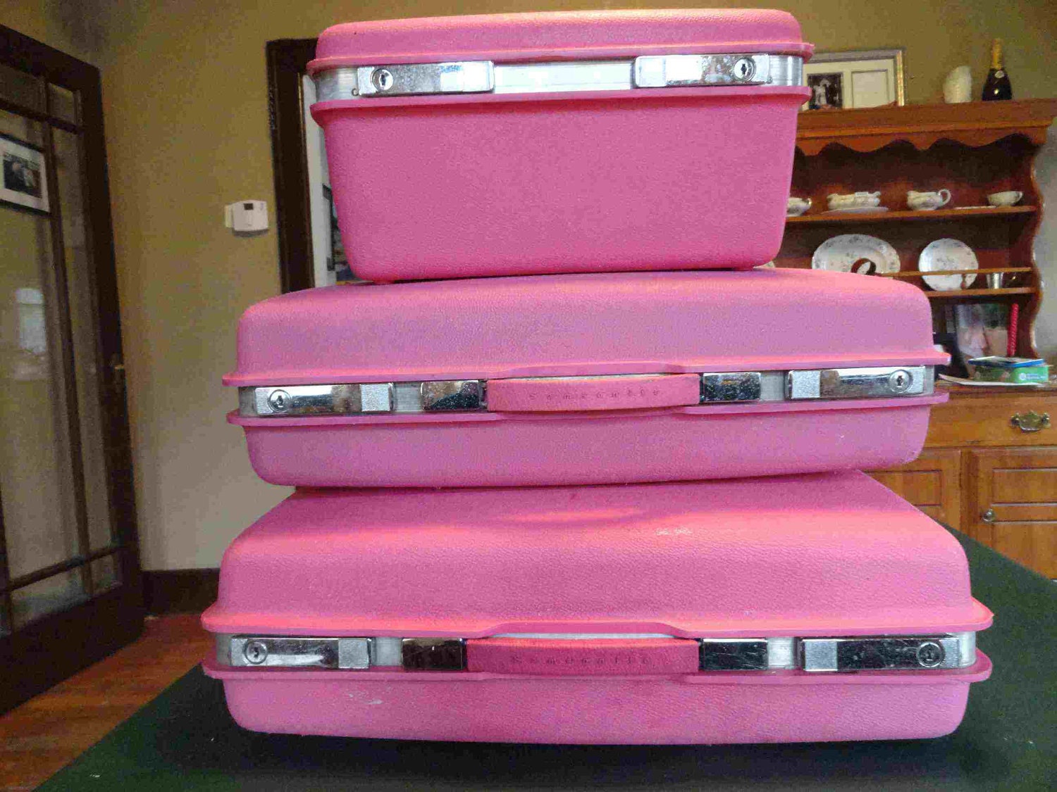 Vintage 1960s Samsonite Saturn Hot Pink Hard-Sided Luggage Set