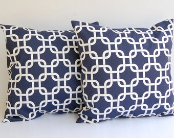 Throw pillow covers set of two Navy Blue Gotcha Twill cushion covers pillow shams