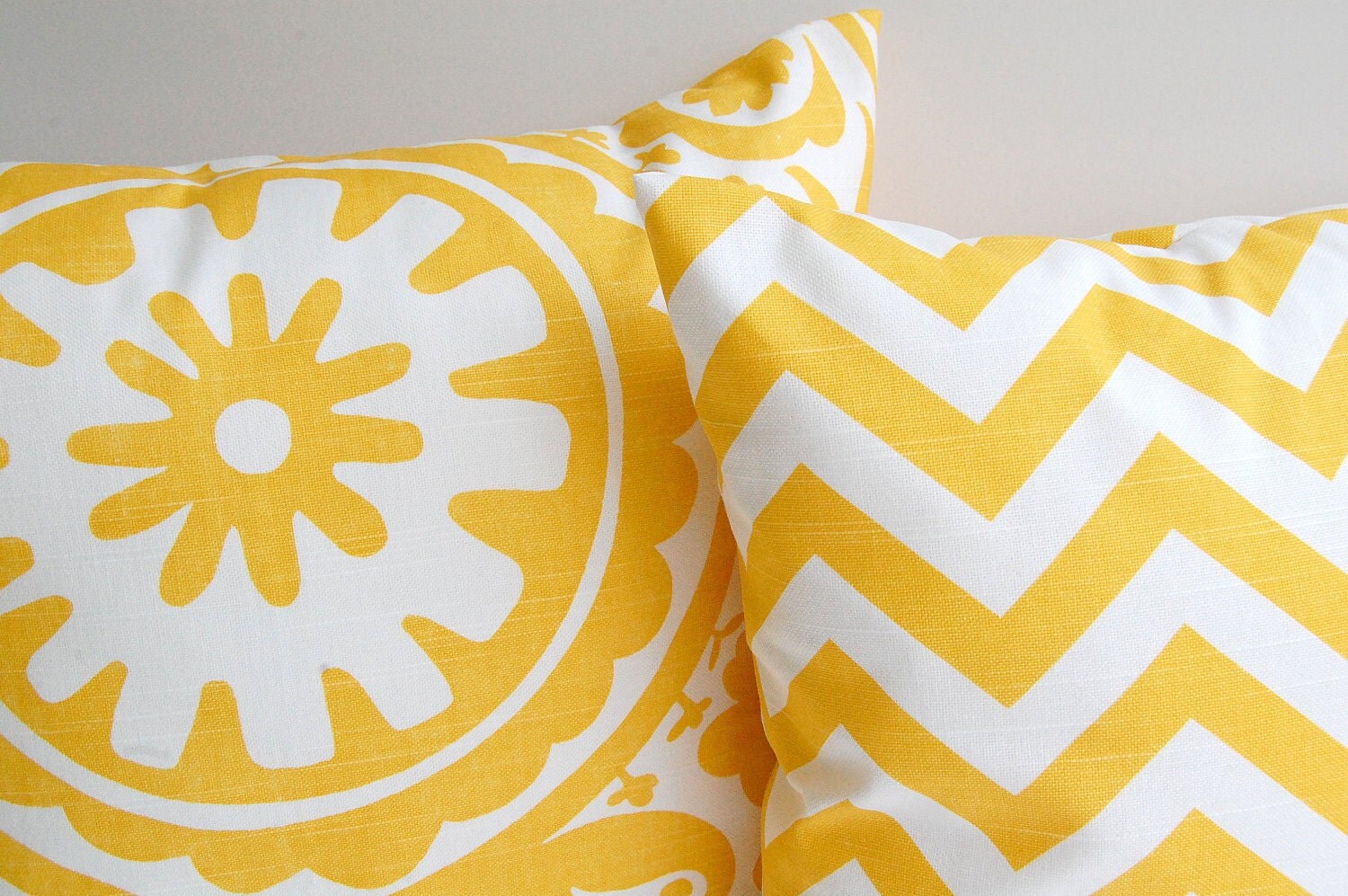 Yellow chevron throw pillow covers set of two sunny corn