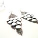 Burnished Silver Filigree Leaf Shape Long Dangle Earrings
