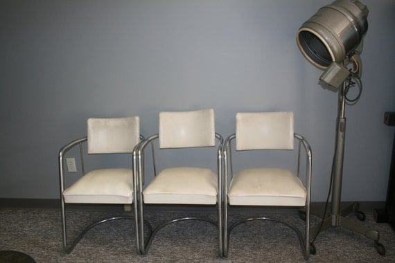 Items Similar To Vintage Salon Chrome Leather Waiting Area Chairs On Etsy 