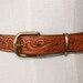 Vintage Brown Leather HAND TOOLED Belt // COWGIRL Western Belt Size Small