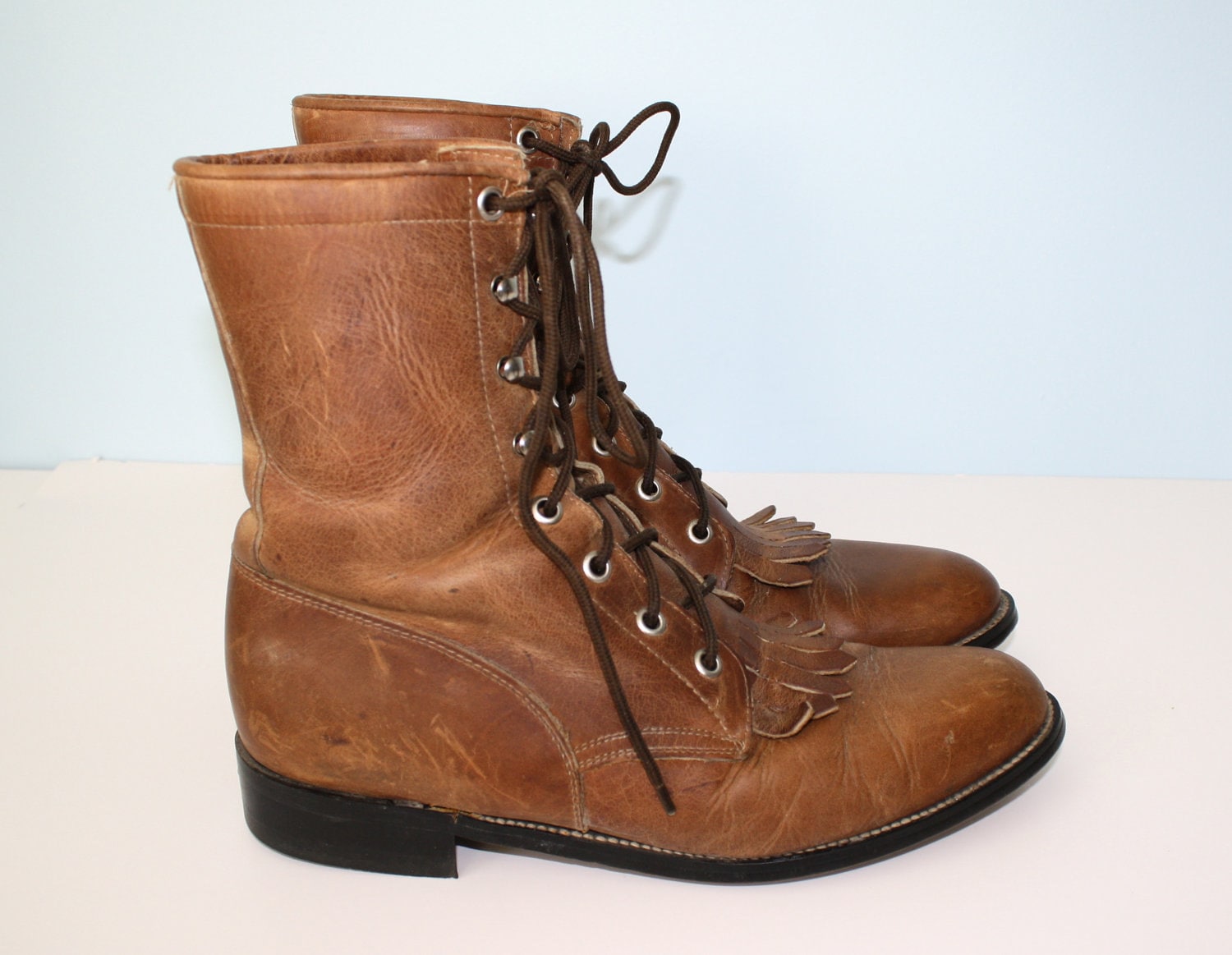 Justin Boots // Vintage Brown Leather Lace Up Justin Roper
