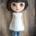 White beaded 100% angora Neo Blythe Licca Pullip Licca Dal beaded babydoll dress