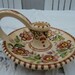 Pretty Cream hand painted Chamberstick with flowers