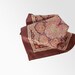 Vintage rayon Scarf - Hand Rolled, Square, Brown, Cream, Red, Green