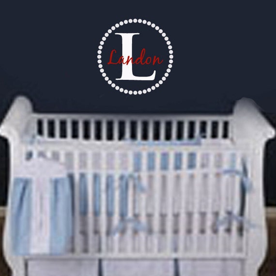 Vinyl Wall Decal Sticker Polka Dot Circle Initial and Name boy