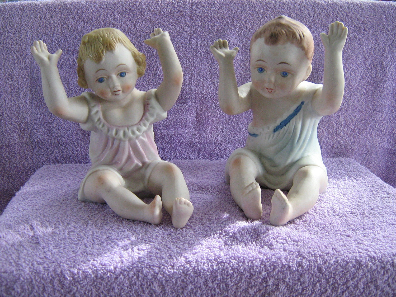 Antique Pair of German Piano Babies Boy & Girl