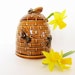 Bee hive honey pot 70s bumble bee honey container yellow brown ceramic spring honey bee rustic kitchen honey or sugar bowl honey jar