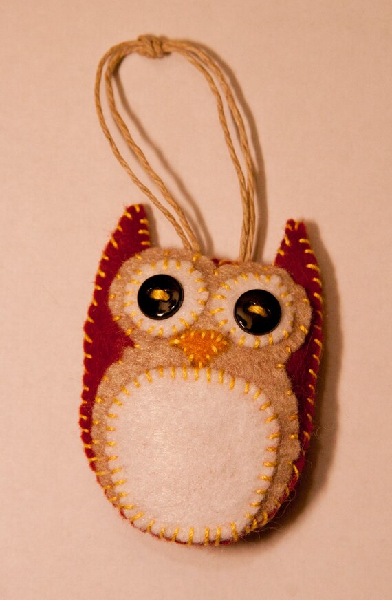 Items similar to Handstitched Owl Felt Ornament on Etsy