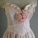RESERVED RITA 80s Pink Strapless Rosette Trim Gunne Sax Party Dress