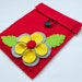Felt Ipad Sleeve Ipad case Felt Ipad Cover Red cover with flower grey yellow
