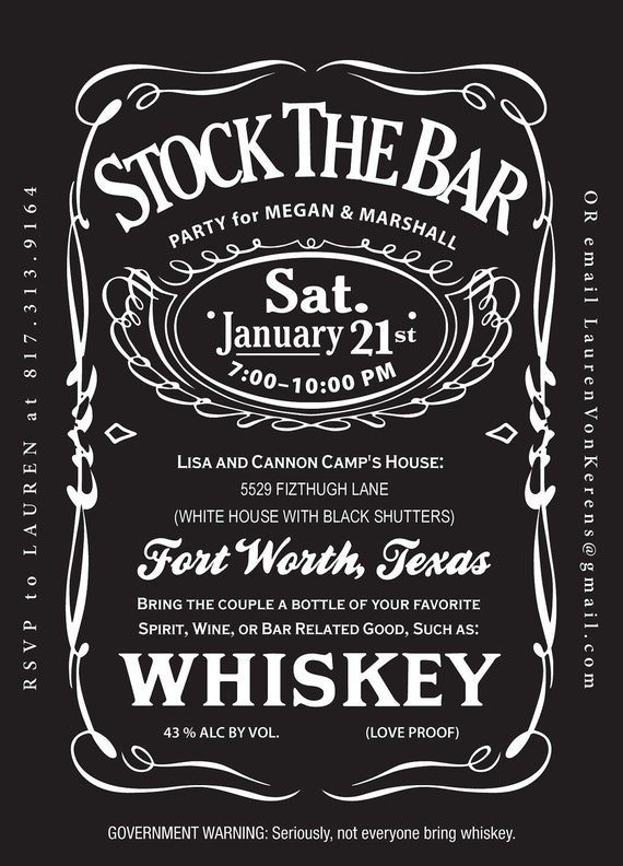 Jack Daniels Stock the Bar - Shower Invitation