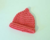 Crochet Baby Hat, Newborn, Strawberry Pink Beanie Cloche Handmade Littlestsister