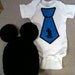 Mickey Mouse outfit for baby boys - Mickey Mouse tie onesie w/ matching crochet Mickey Mouse hat