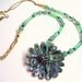 Green aventurine necklace - Paua abalone sunflower pendant