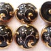 Czech Glass Buttons 6 pcs Hand painted 24K gold 27 mm IVA 036