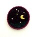 Felt brooch, Starry moonlit night, black felted pin, merino wool badge