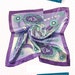 Beautiful Square Silk Scarf- Purple, white, aqua
