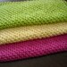 Dish Cloth - Set of 3 in Cotton - Large - 9" Square - Hand Knit - Lime Green, Bright Yellow and Hot Pink