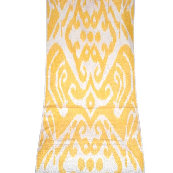 Yellow white Ikat fabric 3 yards. Width 20 by EasternHomeDecor