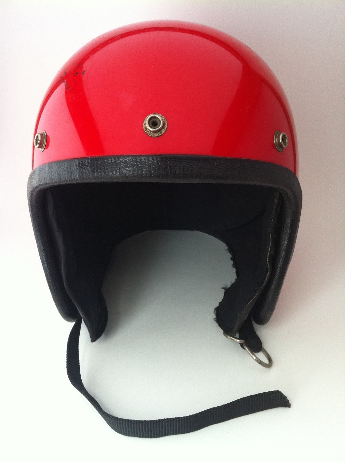 Red Vintage Motorcycle Helmet 1970s by exquisitEXCHANGE on Etsy