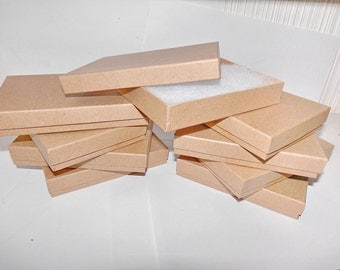 100 Pack of Presentation Display Gift Boxes Kraft Cotton Filled Jewelry Boxes size 5.5x3.5