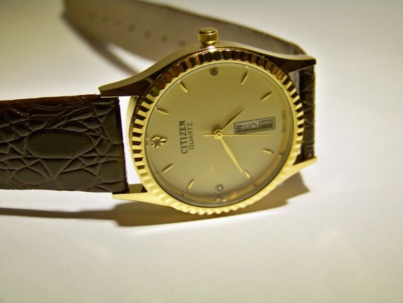 citizen quartz 23k gold plated watch