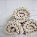 Crochet 100% Cotton Washcloths Dishcloths, Facecloths Set of 3, Natural Cream with Earth Tone Flecks