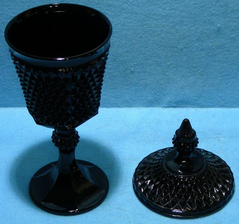 Black Tiara Glassware Urn with Lid by Indiana Glass Company