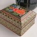 Vintage Wooden Jewelry Trinket Box With Hand Painted top and Varnish Coating