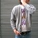 vintage 80s slouchy cardigan sweater in grey with geometric pattern. size medium / large.