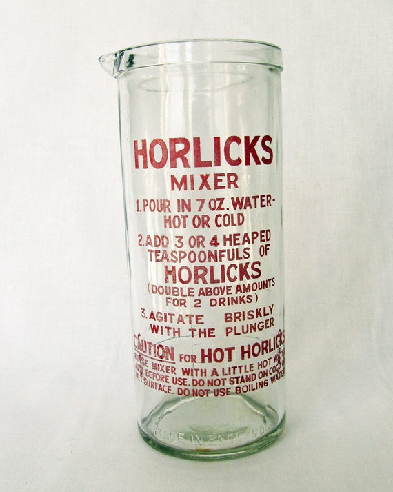 Vintage Retro Large Horlicks Glass Mixer Measuring Jug Made